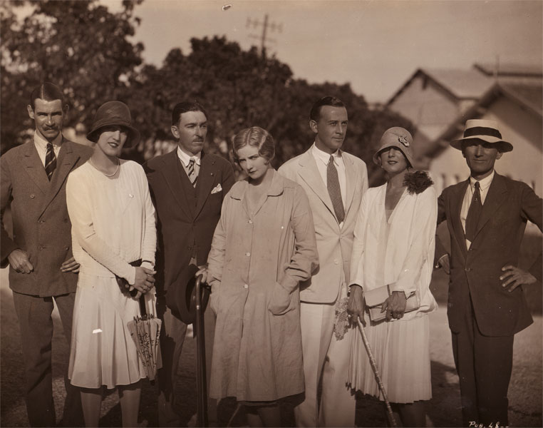 Royal spectators on set of Three Passions L-R Captain FC Hitchcock Madame Milivoyevich HRH Prince Pierre of Montenegro Alice Terry Ivan Petrovitch HRH Princess Violet and Hadji the Prince’s Equerry.